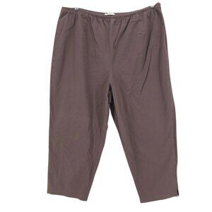 EILEEN FISHER Brown Pants Elastic Waist Cropped Size Zip Size 2X - STAINS!